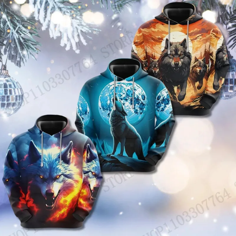 Fire Wolf 3d Print Hoodie Men Women Fashion Y2k Graphic Hoodie Tracksuit Animal Hoodie Sweatshirt Autumn Winter Clothes Y2k Coat — image 2