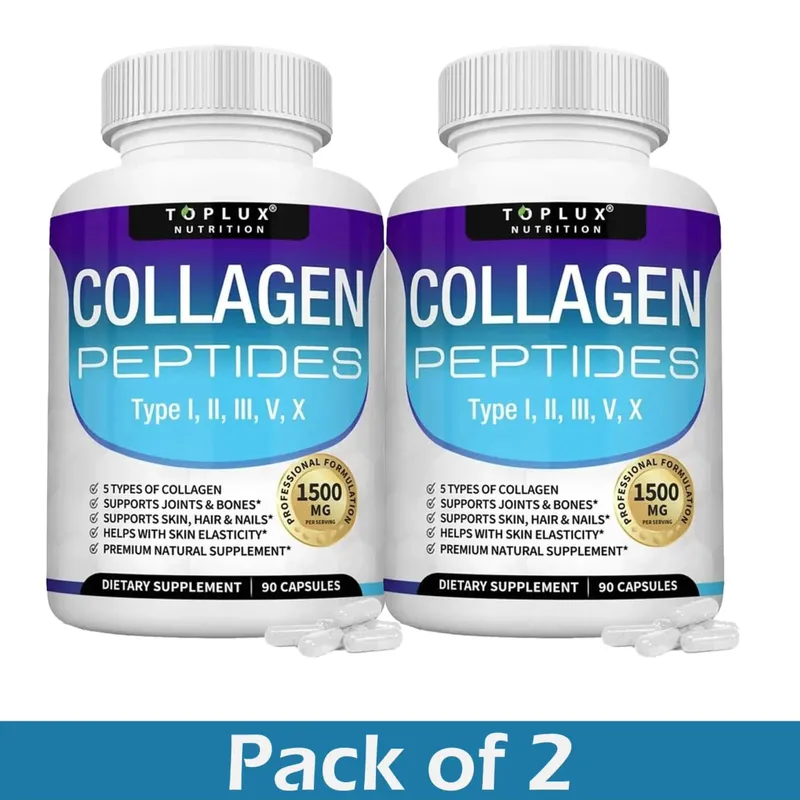 Multi Collagen Peptides Capsules 1800 mg - Hydrolyzovaný proteinový kolagenový komplex pilulky na podporu kloubů pokožky a vlasů pro muže, ženy — image 8