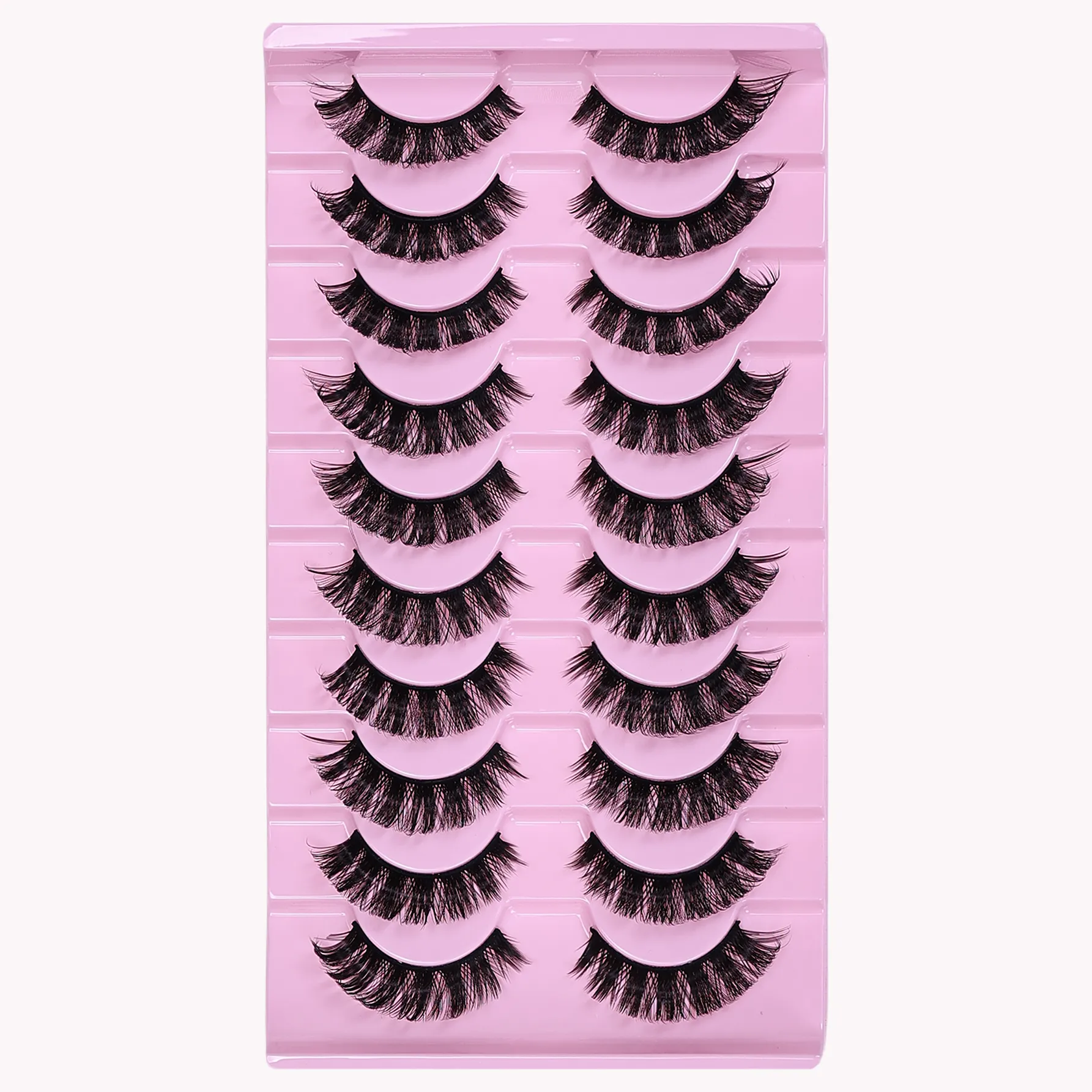 10 Pairs DD Curl Lashes Fluffy Volume Faux Mink False Eyelashes Dramatic Messy Fake Lashes Reusable For Women Eye Makeup