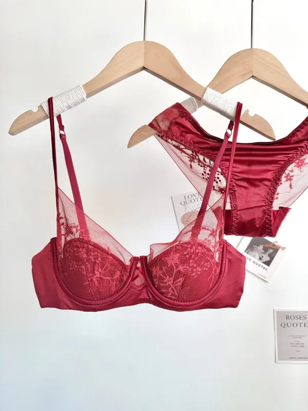 New Women Lace Bra Set Soft Underwire Thin Cup Push‑Up Comfort Intimates Lingerie Kit For Small Bust S-XL Daily Ladies Underwear