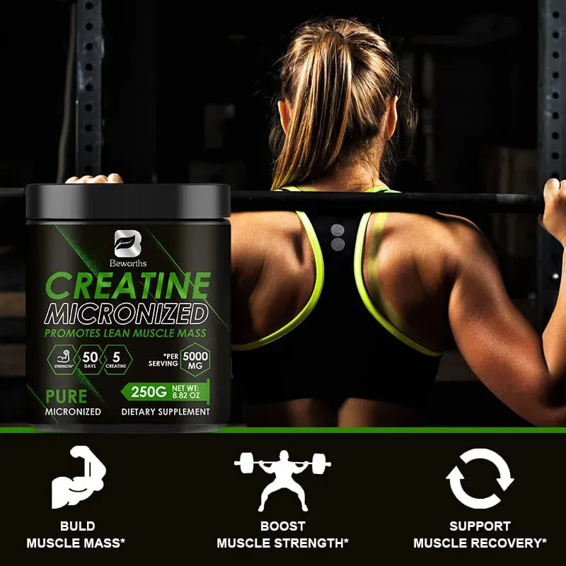 Beworths Creatine Monohydrate Powder 5000 mg pro předtréninkové budování svalů Buněčná energie Imunita mozku pro posilovnu — image 3