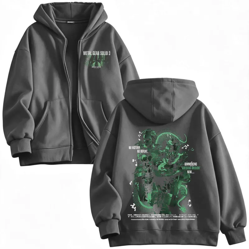 Metal Gear Solid 3 Snake Eater MGS3 Naked Snake The Boss Game Zipper Hoodies Men's Women Zip Up Hooded Sweatshirts Jackets Coats — image 7
