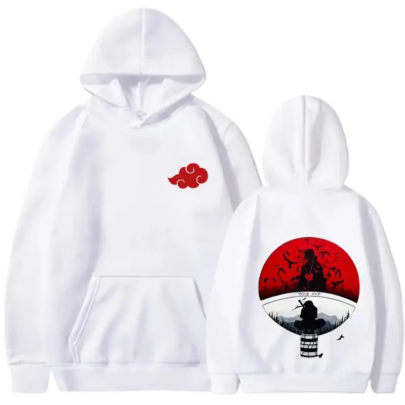 Naruto Itachi Hoodie Akatsuki Crow Anime Print Street Styles Unisex Men Women Oversized Casual Sweatshirts Long Sleeve