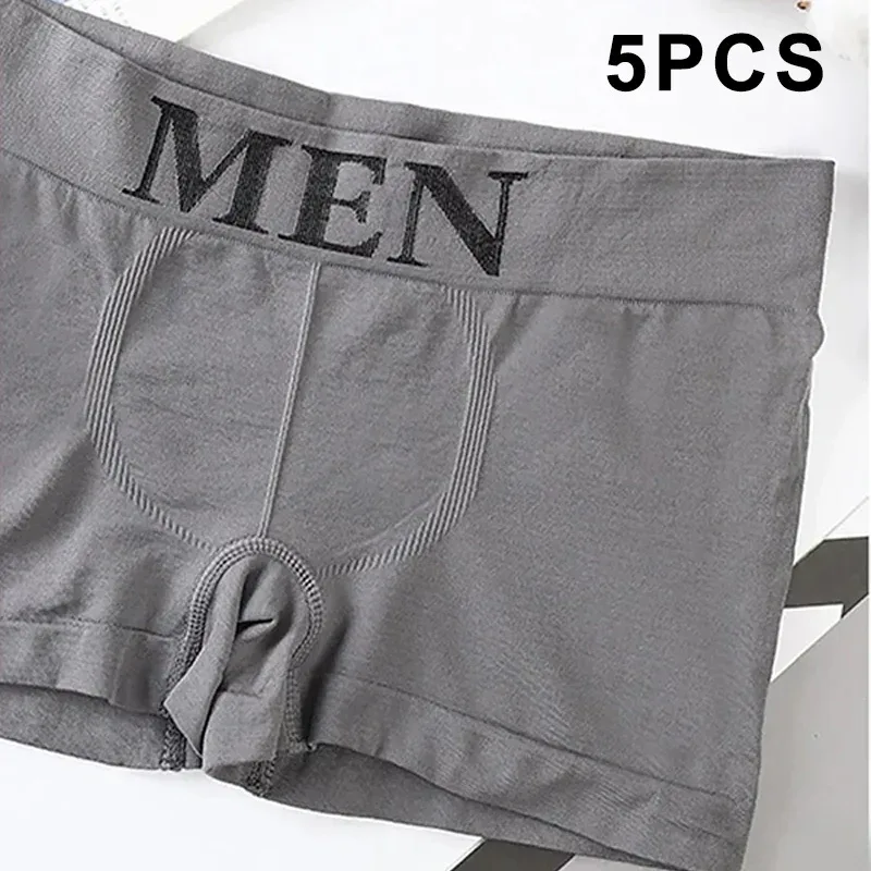 5Pcs Men's Plain Color Boxer Briefs Breathable High Elastic Cotton Underwear Soft Comfortable Underpants for Daily Gym Sports — image 11