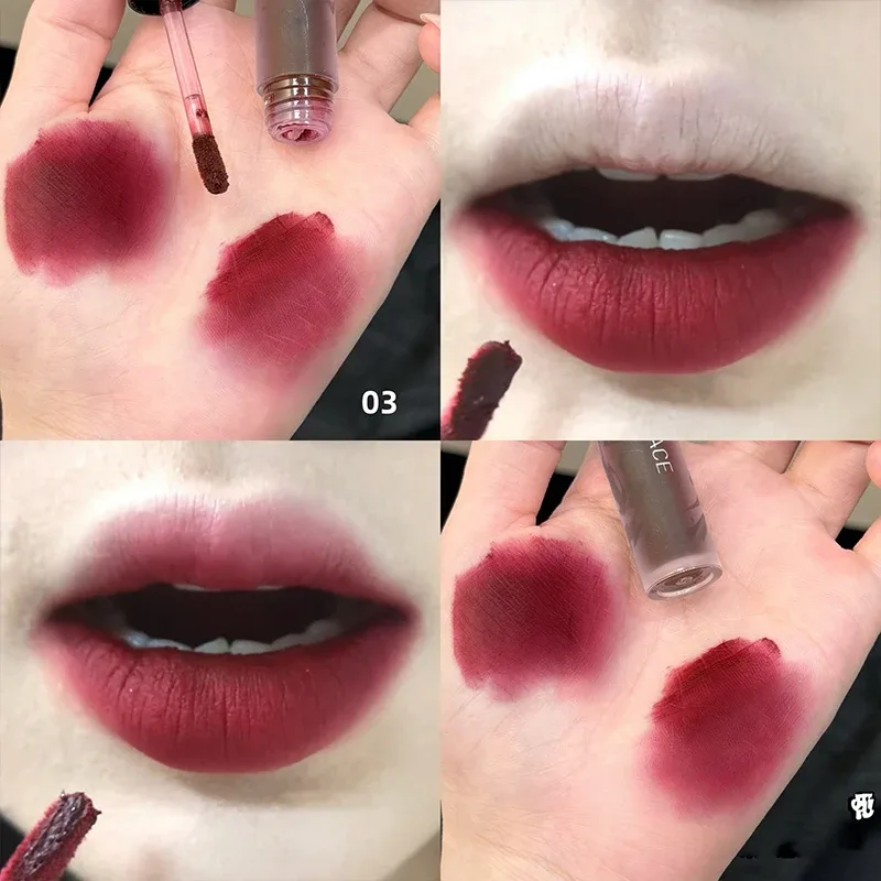 Punk Dark Brown Lip Mud Nude Matte สีส้มสีน้ำตาลลิปกลอส Raspberry Red Liquid ลิปสติก Waterproof Non Stick Cup Lip Tint แต่งหน้า