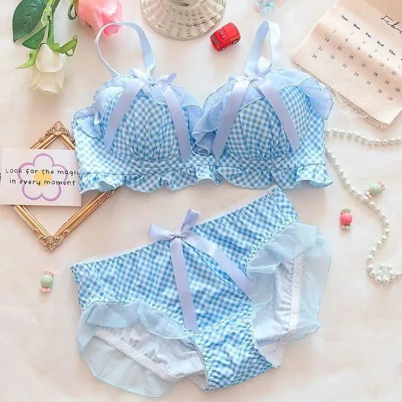 Lolita Underwear Bra Set Romantic Small Breast Sweet Girl Small Chest Cosplay Lingerie Bow Bra and Panty Set Sexy Underwear 2 P — image 7