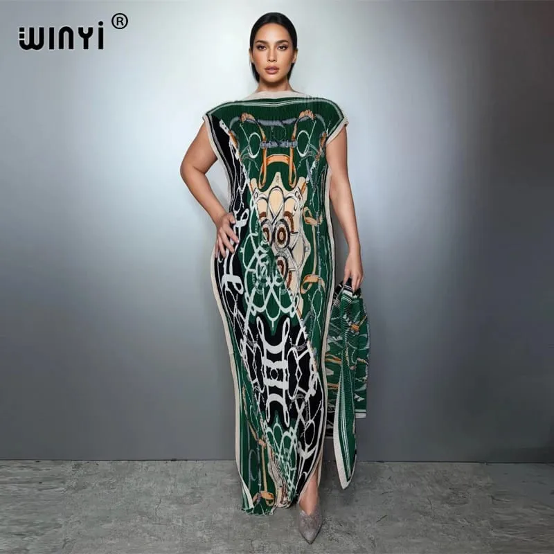 จีบ Elastic Slim ผู้หญิง Crumple ออกแบบจีบหรูหรา Abaya มุสลิมชุด Poncho สำหรับผู้หญิงชายหาด Kaftan — image 14