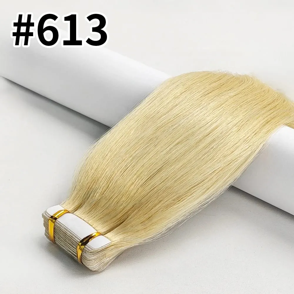 Highlight #4/27 Straight Tape In Hair Extensions 100% Human Hair Skin Weft Invisiable Tape In Human Hair Extensions 20/40/60pcs — image 15
