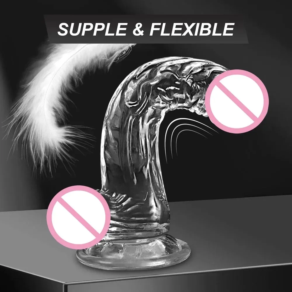 4 Sizes Transparent Soft Jelly Dildo Realistic Fake Dick Penis Sucker Butt Plug Sex Toys for Woman Men Vagina Anal Sex Toys — image 3