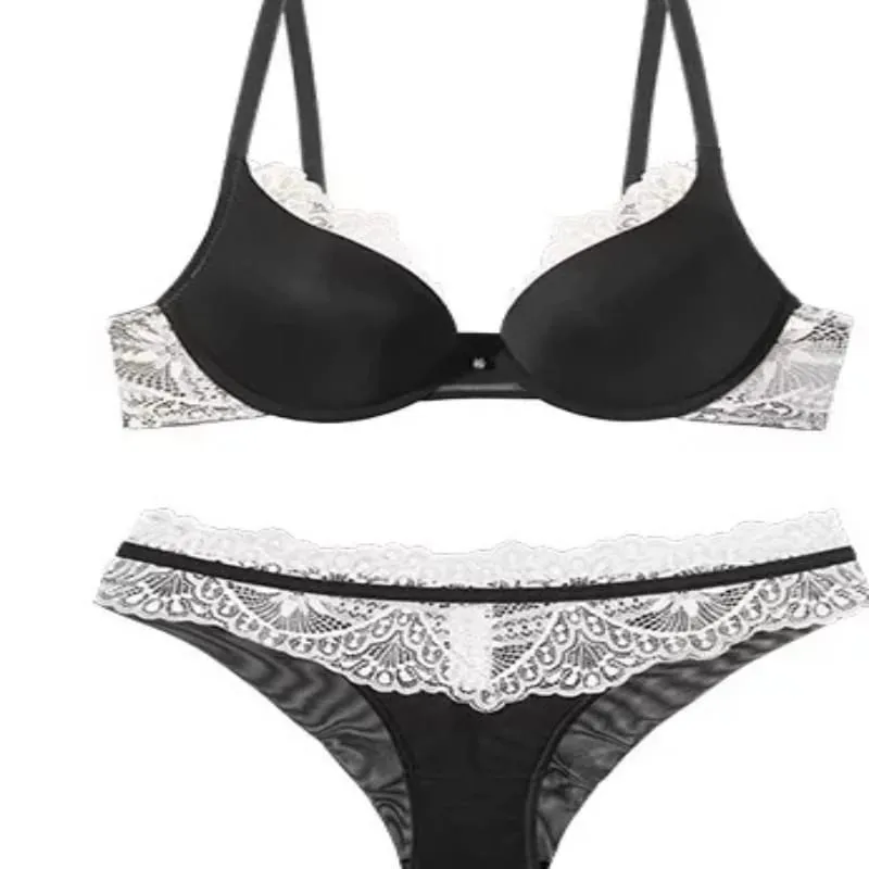 Ladies Lace Underwear Set Push Up Bra Anti Sagging Support Soft Underwire Lightweight Comfort Fashion Women Lingerie Set — image 4
