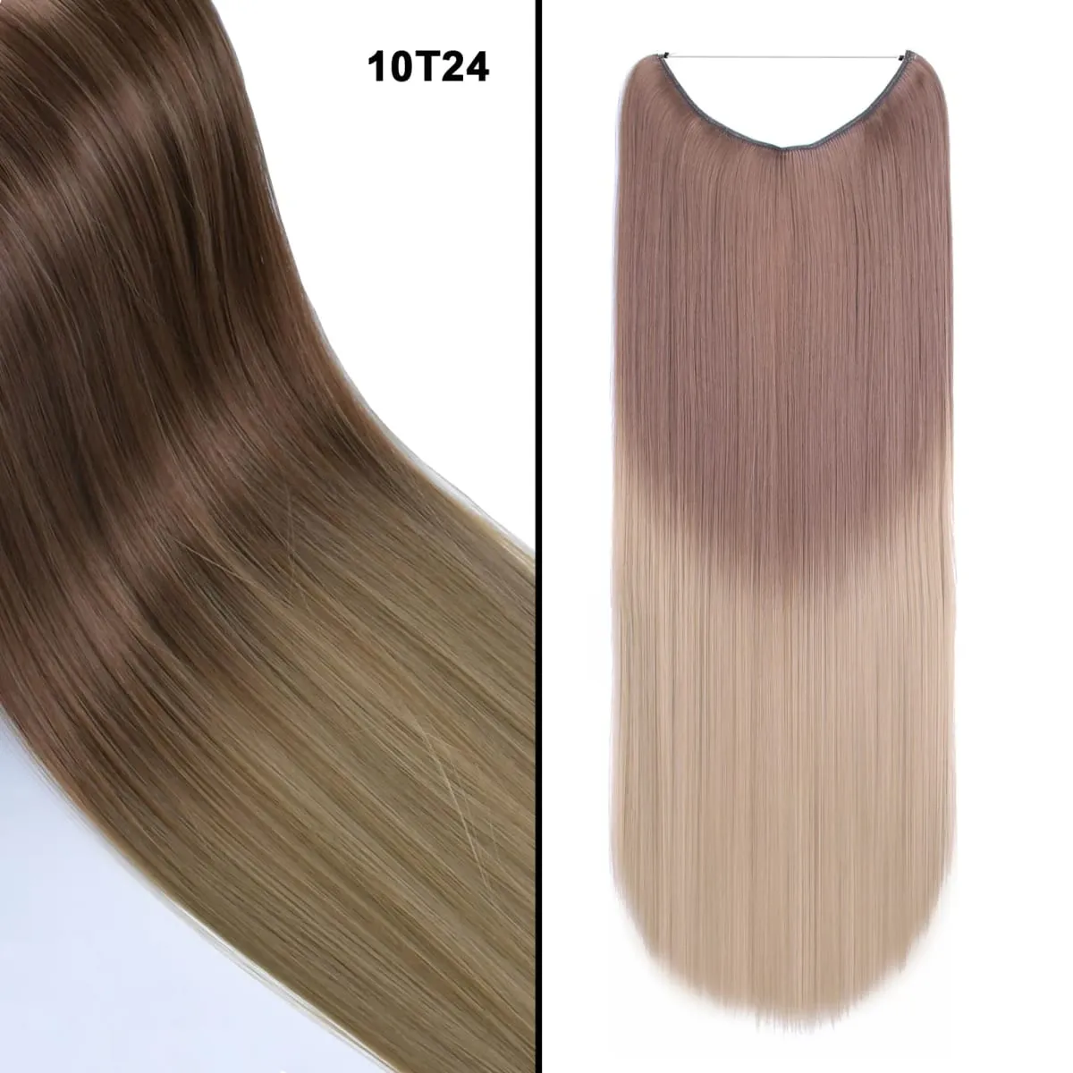 Jeedou Wavy Hair Extension Elasticity Invisible Wire Fish Line One Piece No Clips Synthetic Hairpieces Ombre Color For Ladies — image 22