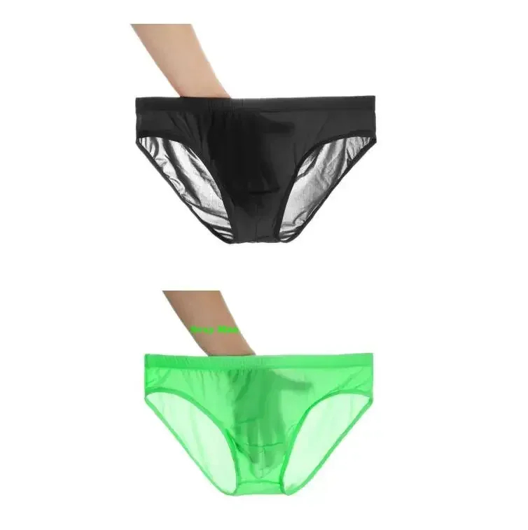 2PCS 울트라 얇은 얼음 실크 팬티 남자 플러스 사이즈 M-4XL 솔리드 컬러 청소년 반투명 낮은 허리 통기성 섹시한 남성 팬티 — image 25