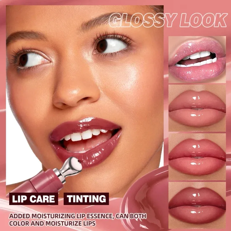 4 Colors Mirror Pearl Fine Shimmering Hydrating Pipe Lip Gloss Moisturizing Crystal Gloss Lip Glaze Layering Lip Makeup