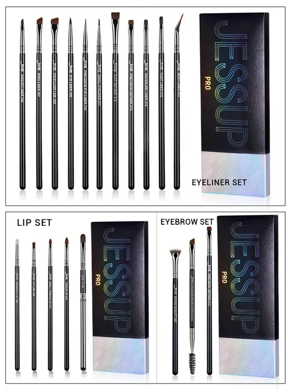 Jessup Eyebrow brushes set 3pcs Pro eyebrow brush synthetic brow sculpt/slim flat angled brows brush/precision definer T326 — image 8