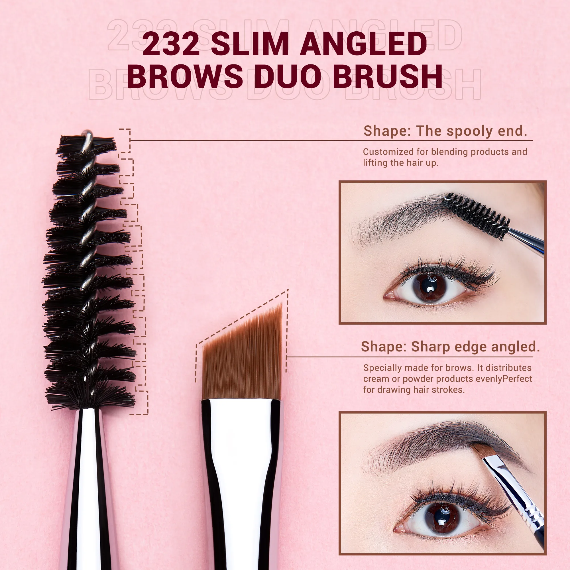 Jessup Eyebrow brushes set 3pcs Pro eyebrow brush synthetic brow sculpt/slim flat angled brows brush/precision definer T326 — image 3