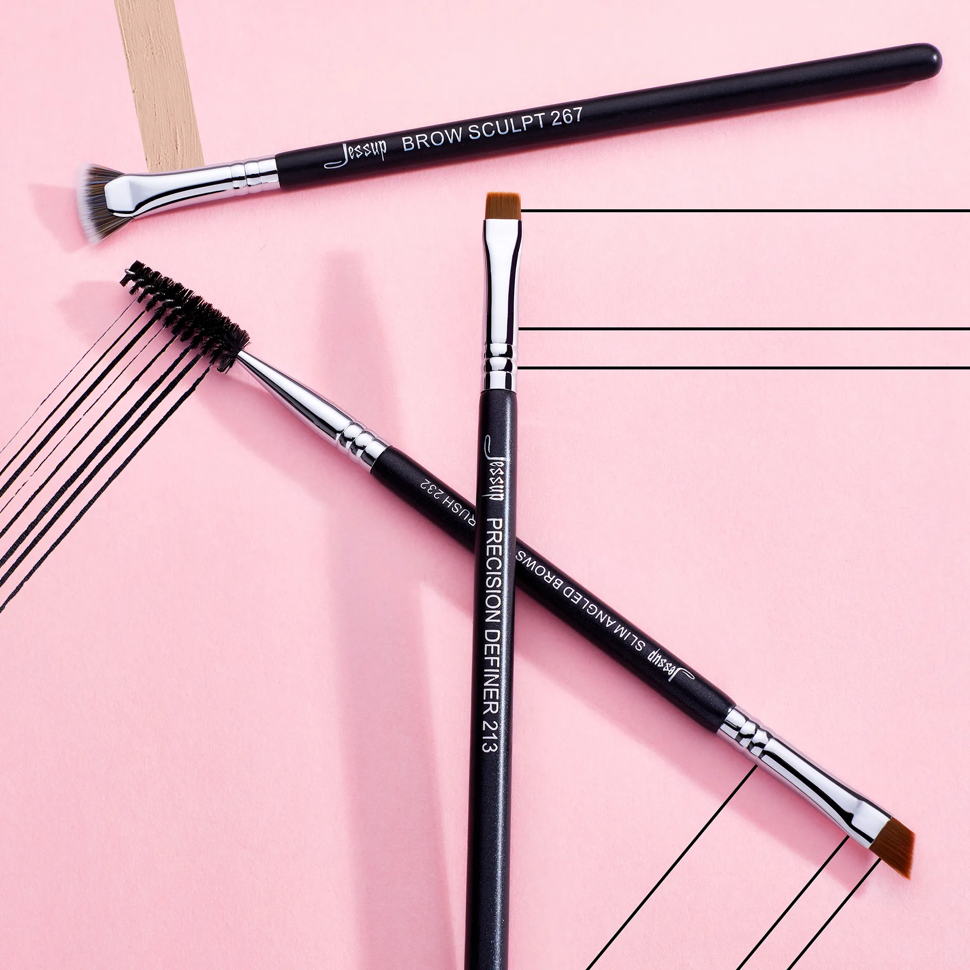 Jessup Eyebrow brushes set 3pcs Pro eyebrow brush synthetic brow sculpt/slim flat angled brows brush/precision definer T326 — image 6