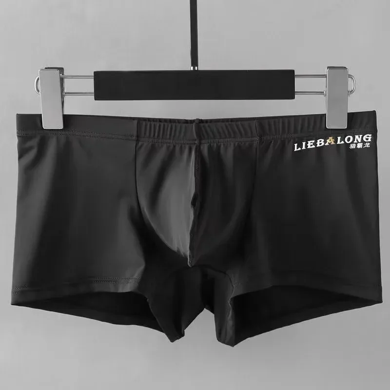 Sexiga män Underkläder Boxers Ice Silk Sexi för pojkar Man U Konvex storväska Andas Bulge Shorts Nylon Sommar Pounch Trosor set