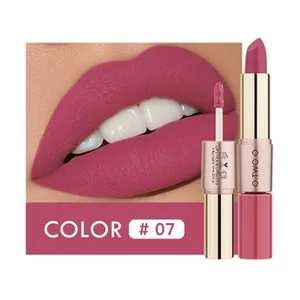 O.TWO.O 2 en 1 Lápiz labial Mate Brillo de labios Cosméticos Pintalabios impermeables Batom Mate Labios Maquillaje Colorete 12 colores Lápiz labial