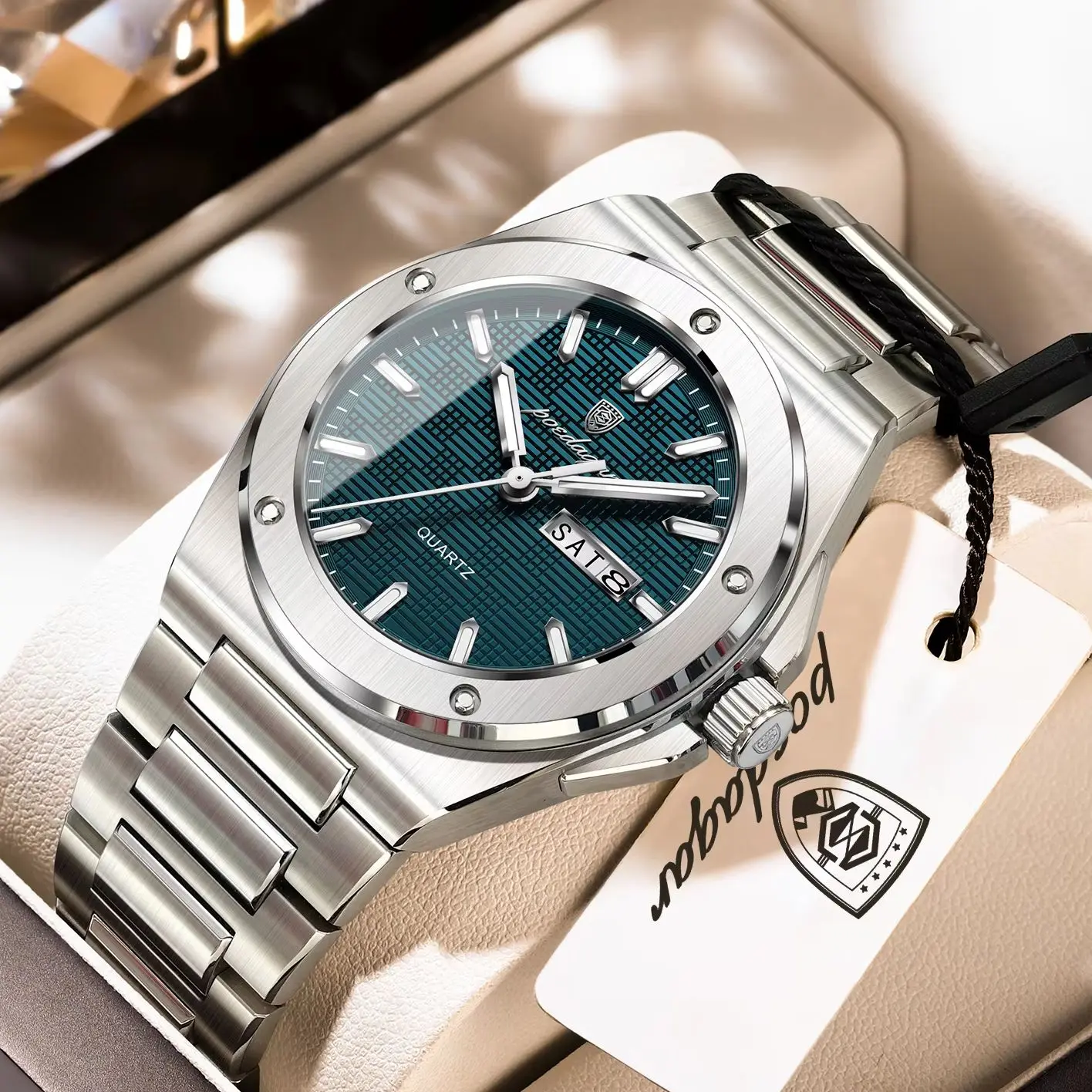 Top Original Male Clock Quartz Date Week Men Wristwatch Waterproof Luminous Stainless Steel Fashion Men's Watches Reloj