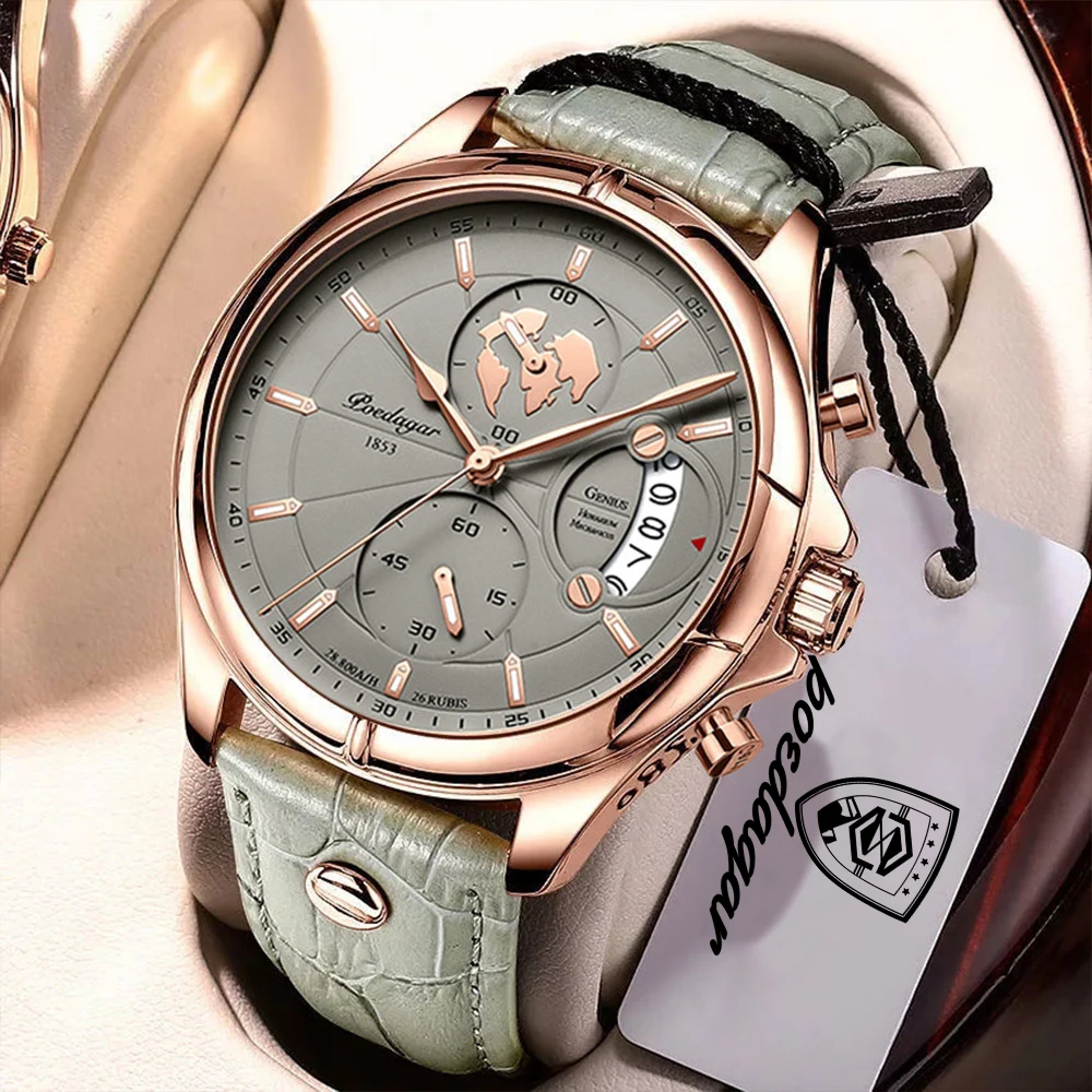 Luxury Original Man Watch Chronograph Date Waterproof Men Wristwatch Leather Quartz Business Sports Men's Watches Reloj