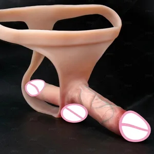 双頭ストラップオンディルド カップル用 ウェアラブル シリコーン リアル ペニス BDSM ディック ディルド パンツ ストラップオン 女性用 大人のおもちゃ