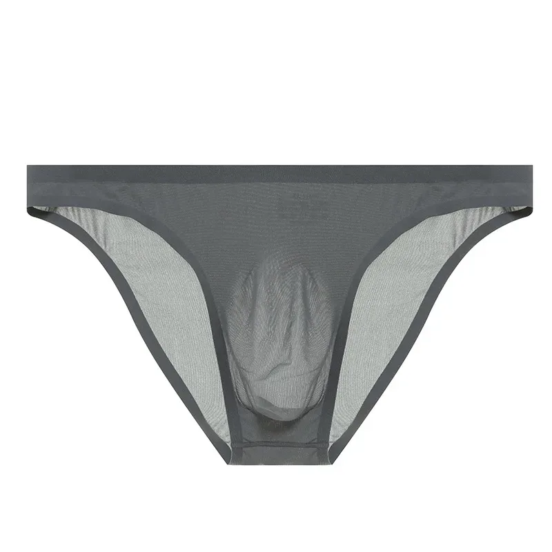 Herre Ice Silk Seamless Ultra-tyndt undertøj Gennemsigtigt Hurtigttørrende Sexet Pouch Briefs Mandlige Sømløse åndbare trusser underbukser