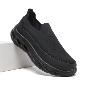 Desai Men's Wide Width Slip-on Knit Sock Sneakers Hollow-out Sole Breathable Lightweight Walking Shoes Daily Commute Outdoor