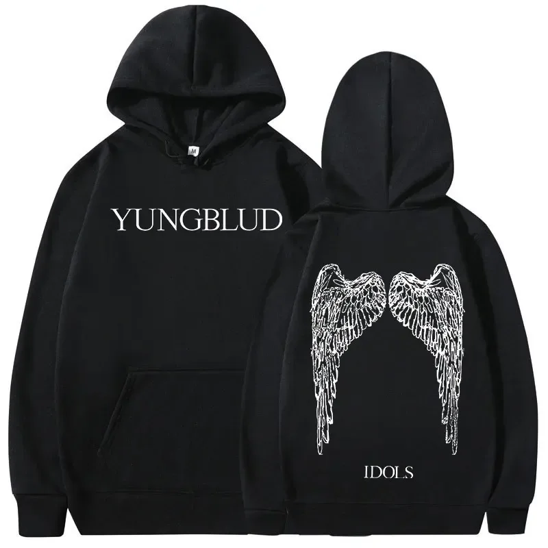 Yungblud idoller kanatları albüm turu 2025 Hoodies erkek kadın Vintage moda kapüşonlu eşofman üstü Hip Hop büyük boy kazaklar streetwear