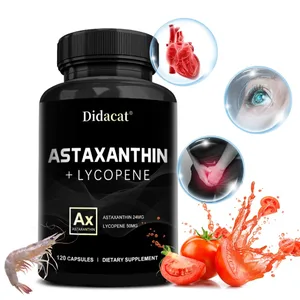 Astaxanthin 24mg + Lycopene 50mg மைக்ரோஅல்காவிலிருந்து இயற்கையான ஆக்ஸிஜனேற்றம் Astaxanthin சப்ளிமெண்ட் ஆதரவு கண் தோல் ஆரோக்கியம் அல்லாத GMO