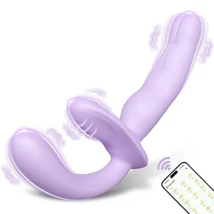 アプリ制御ダブルエンドバイブレーター女性用 G スポットディルドペニス取り外し可能な膣振動大人の大人のおもちゃレズビアンカップル用