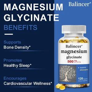 Cápsulas de glicinato de magnésio 500 mg - apoia a saúde muscular, articular e cardíaca, promove sono profundo