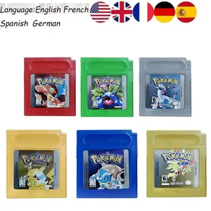 Көптеген стильдегі Pokemon Қызыл Көк Кристалл Алтын Жасыл Күміс Сары GBC ойын картасы 16 биттік бейне ойын картриджі консолі картасы GB/SP