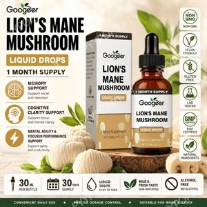 Googeer Lion's Mane Саңырауқұлақ Сұйықтығы Жад пен Фокусты төмендетеді, когнитивтік айқындылық үшін ақыл-ой ептілігін қолдау Алкогольсіз 30 Мл