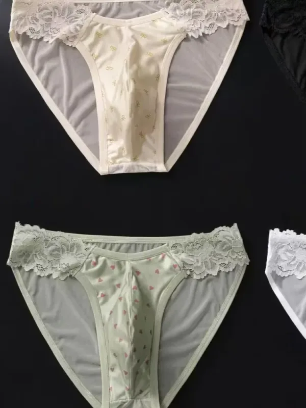 4PCSSexy سراويل داخلية رجالي سلسة الجليد رقيقة جدا الرياضة اللياقة البدنية الانتفاخ الحقيبة ملخصات سراويل الذكور منخفضة الخصر 3256812833245883