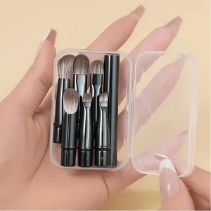 6ks mini cestovních sad štětců na make-up s odnímatelnou hliníkovou trubicí přenosný štětec na oční stíny a úložný box
