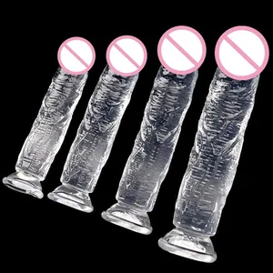 Levné Ženy Velký průhledný dildo přísavka Erotic Anal Jelly Dick Soft Clitori Vaginální masturbátory Penis Sexuální hračka pro dospělé 18+