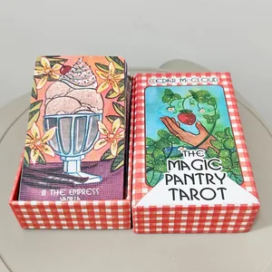 Magiczna spiżarnia talia tarota podwójnie tłoczony karton akwarelowe karty tarota z motywem żywności dla domowych kucharzy i smakoszy 12*7cm