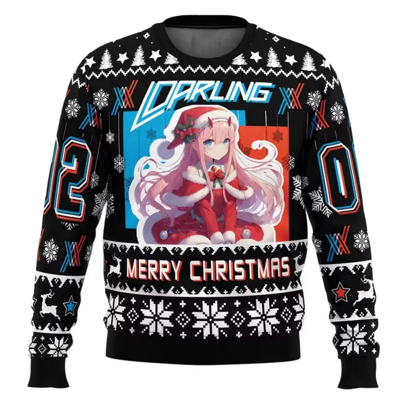 Anime One Piece Luffy Christmas Ugly Sweater 3D Sweatshirt Toppar Höst Vinter Cosplay Santa Claus Pullover Tröjor Present