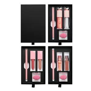 4 ชิ้น/ชุดมังสวิรัติแต่งหน้า Lip GLOSS Matte ลิปสติก Lip Liner Lip Mask ชุดฉลากส่วนตัวโลโก้ที่กำหนดเองขายส่ง
