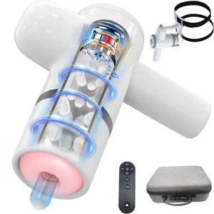 Automatický lubrikační mužský masturbátor Orgasmus na jedno kliknutí Pumpa na penis Vrážení Sání Ruka Free Man Stroker s popruhem Sexuální hračky