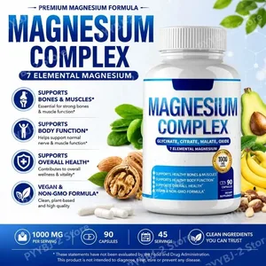 Magnesium Complex Supplement 90 Count with 7Forms of Magnesium Glycinate Citrate Malate Orotate Taurate Daily Mineral Support