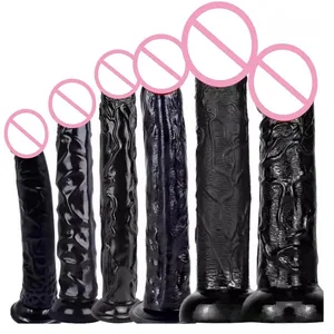 Realistické černé dildo Levné 6 velikostí Přísavka Zátka na tupo penis Dick Dick Bod G Anální vaginální masturbátor Sexuální hračka pro dospělé pro ženy