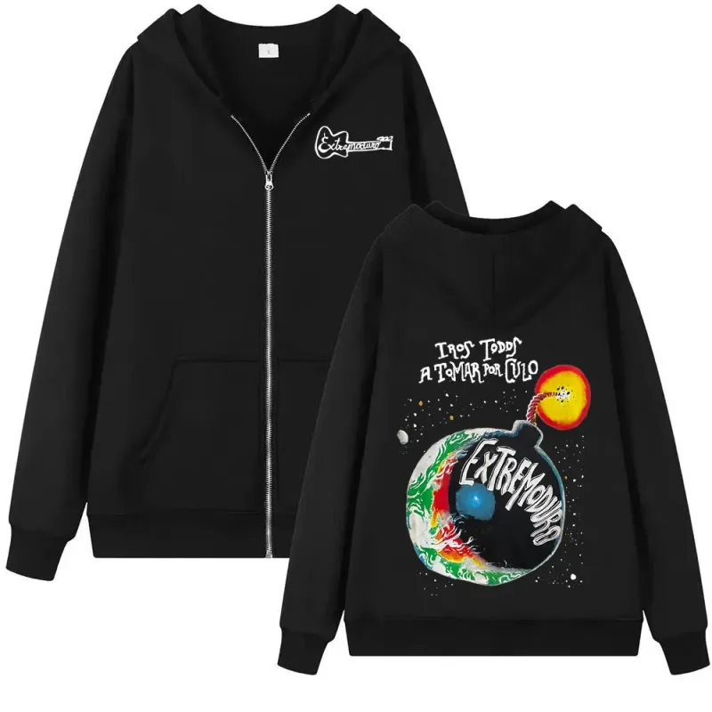 Rock grubu Extremoduro turu 2026 fermuarlı kapüşonlu svetşört erkek moda gotik polar tişörtü mont büyük boy fermuarlı kapüşonlu kıyafet streetwear