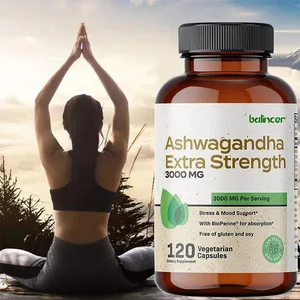 Naturlig Ashwagandha Stress- och humörlindring Örtvegetarisk KSM-66 Kapslar Anti-ångest Stresslindring Hjärnhälsa