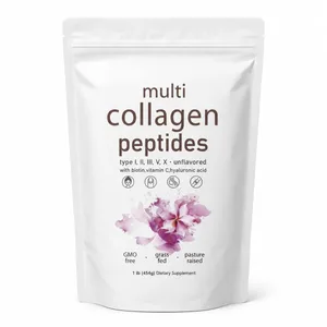 Bubuk Peptida Multi Kolagen 454G Campuran Kolagen Tanpa Rasa dengan Vitamin C Biotin Asam Hyaluronik Dukungan Kuku Rambut Kulit