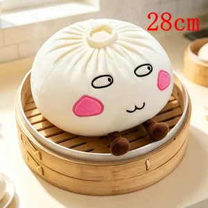 Kawaii Steamed Bun Plush Pillow Cartoon Baozi Stuffed Toy with Legs Soft Food Shape Cushion Funny Decor Birthday Gift for Girls