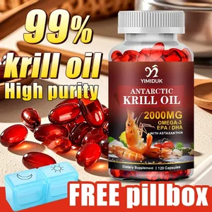 Antarctic Krill Oil 2000mg 120 Kapsler Omega-3 EPA DHA med Astaxanthin Supplement hentet fra Red Krill Maximum Strength