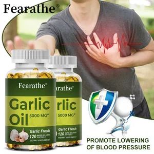 Minyak Bawang Putih Softgels 5000 Mg Peredaran Kardiovaskular Kekebalan Jantung Tanpa Perisa Suplemen Bebas Gluten Bukan GMO