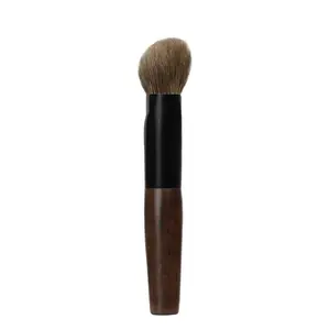 T101 Berus Mekap Buatan Tangan Profesional Berus Solek Berus Kaki Kayu Hitam Asli Lembut Bulu Kambing Miring