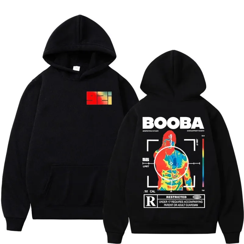 프랑스 랩퍼 BOOBA B2O 투어 2025 후드 티 남성 복고풍 스타일 힙합 긴 소매 후드 티셔츠 의류 오버 사이즈 풀오버